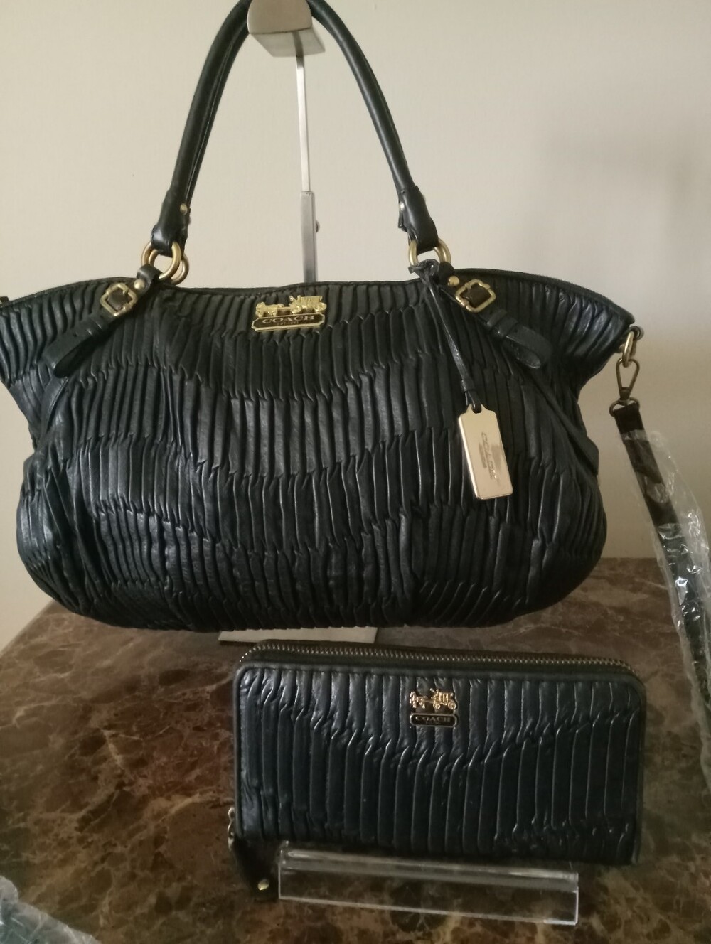 Coach Madison Black Textured Leather Satchel/Wallet Bundle EUC - Picture 11 of 16